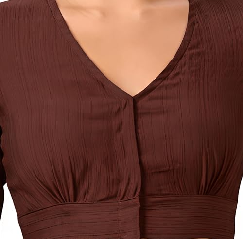 Image of Studio Shringaar Women Viscose Half Sleeve Smart V Neck Readymade Saree Blouse