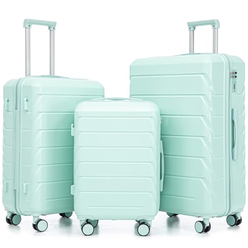 Image of 3 Pcs ABS Hardside Luggage Sets TSA Lock Spinner Wheel Suit Cases