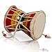 4 Inch Small Handmade Traditional Authentic Wooden & Leather Classical Indian Folk Dumroo Damroo Damaru Hand Drum Percussion Instrument Set, Decorative Collectible Showpiece World Musical Instruments