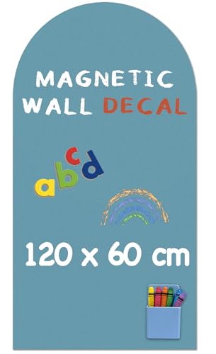 Vinilo Pizarra Adhesiva Magnética de Pared Diseño de Arco 120 x 60 cm - Superficie Mate Tipo Pizarra, Decoración para Hogar y Habitación Infantil (Celadón)