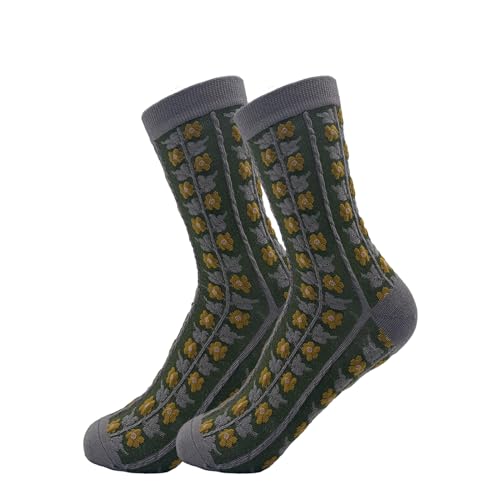 5 Pairs Floral Socks Women Trendy Flower Socks Embroidered Vintage,Girls Cute Sweet Nordic Textured Cotton Socks3