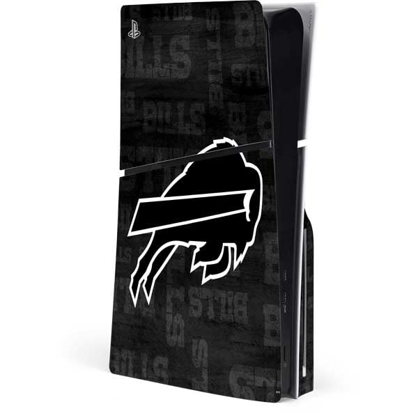 Skinit Decal Gaming Skin Compatible with PS5 Slim Disk Console - Officially Licensed NFL Buffalo Bills Black & White Design