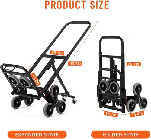 Carretilla plegable para escaleras con 10 ruedas, carga 150 kg miniatura 6