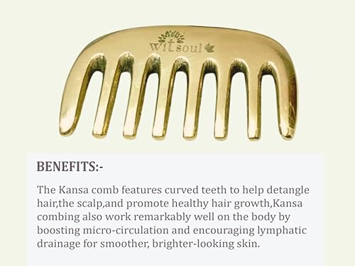 Image of WITSOUL Kansa Comb Massage Tool - kansa Comb for Hair Fall /Growth /blood Circulation & Stress Relief Best for Head Massage (M)