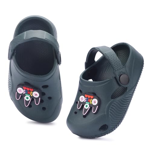 Image of GIMME ! Little Monkey, Toddler Clogs Slippers, 12 Months to 6 Years, Baby Boy, Waterproof, Lightweight, Cute Cartoon Fun Charms, Pink, Non-Slip Sole