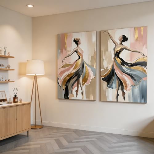 Toile murale abstraite 2 pièces de femmes dansantes 20x30cm