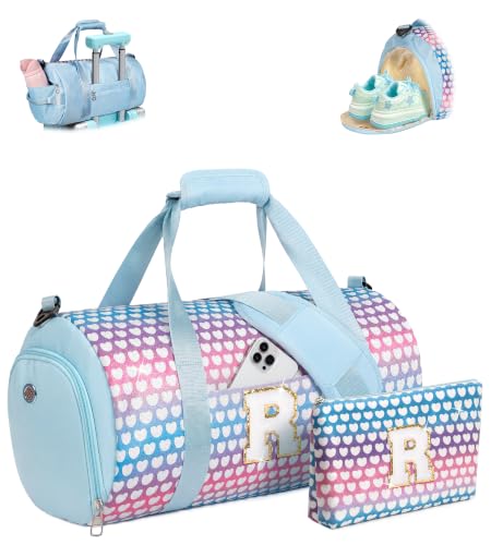 Vogewood Birthday Gift for Tween, Initial Kids Rainbow Gradient Weekend Bag