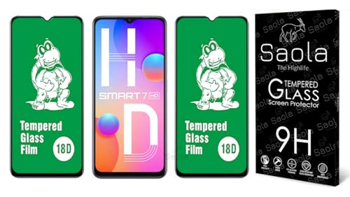 Image of Saola 18D Tempered Glass With Inbuilt AirBag Borders For Infinix Smart 7 HD 4G (Pack Of 2) with Free Installation Kit. Full screen Coverage - 6.6 inch
