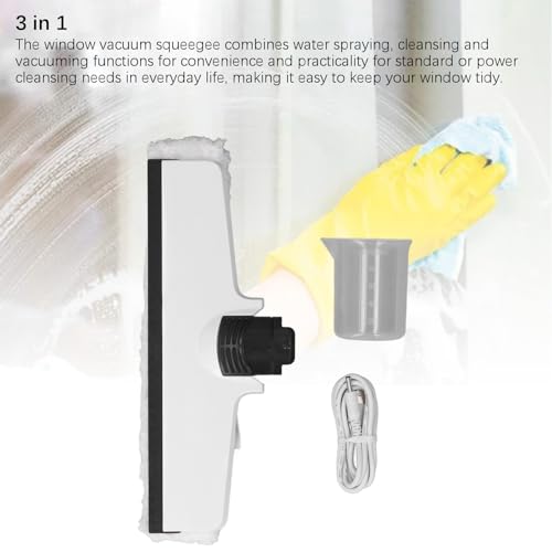 Image of Electric Window Squeegee Glass Cleaner Tool, 3 in 1 Mirror Window Cleaner Squeegee Kit with Spray Cordless Electric Window Vacuum for Windows, Tiles, Glass, Mirror