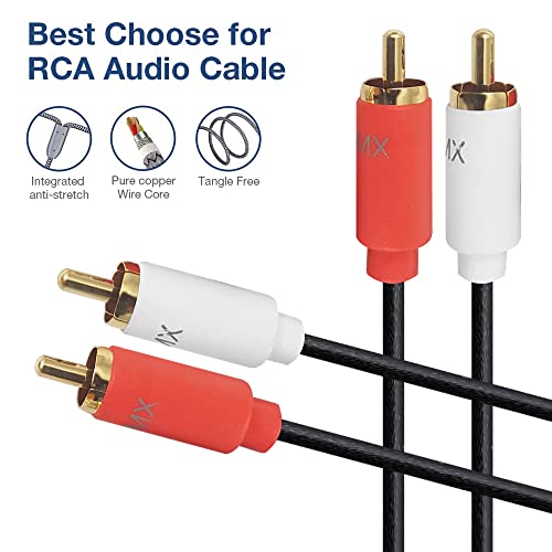 Image of MX 2 RCA to 2 Audio Stereo Cable 1.5 Meter, Gold Plated Male to Male Cord, Dual Shielded Connector for Home Theater, Amplifier, Hi-Fi System, Car Sound & Speakers