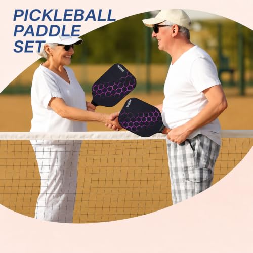 Image of WISHKEY Pickle Ball Racket Paddle 1 Premium Carbon Fiber Pickleball Rackets Black with Honeycomb Composite Core, 1 Comfort Cushion Grip Beginners & Adults