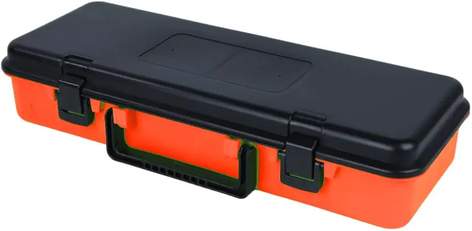 Pesca Brasil, Maleta de Pesca 401608 Possui Divisórias e Tampa com Trava, Ideal para Iscas Anzóis e Giradores, Laranja