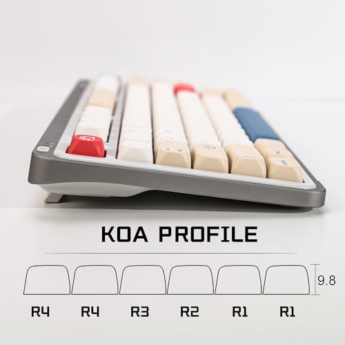 Image of KBDiy Soymilk KOA Profile Keycaps Set, 140 Keys Dye-Sublimation PBT Cute Custom Keycaps, Compatible with 60% 75% 100% Cherry Gateron MX Switches Mechanical Keyboards(ONLY KEYCAPS)