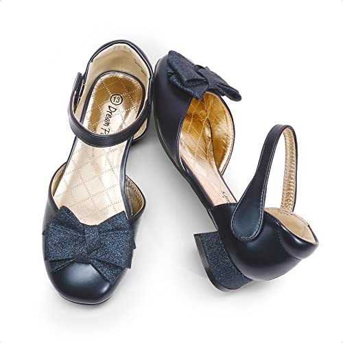 DREAM PAIRS Girls Dress Shoes Closed Toe Low Heels Ankle Strap Bow Ballet Wedding Party Sandals Princess Flower Shoes3