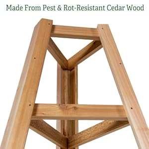 Gardener's Supply Company Cedar Wood Obelisk | 8 Feet Tall Outdoor Garden Structure Trellis Support for Climbing Flowers and Vining Vegetables Gardeners Supply Company Cedar Wood Obelisk 8 Feet Tall Outdoor Garden Structure Trellis Support for Climbing Flowers and Vining Vegetables