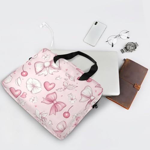 Bolsa maletín para laptop con patrón Cherry Bow rosa, 13-15.6 pulg miniatura 7