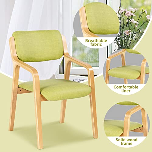 Clatina Modern Dining Chair With Solid Wood Armrest，Luxurious Fabric Leisure Chair For Kitchen, Dining, Bedroom, Living Room(Green) #TOP1