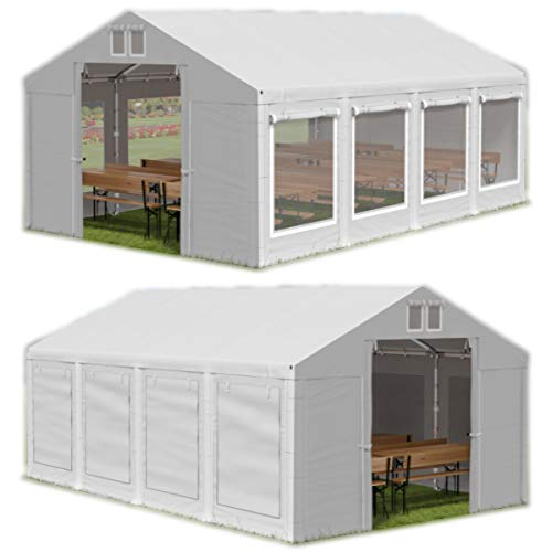 Das Company Tenda per Feste bianco 8x12m con persiane e zanzariere Impermeabile 560 g/m2 PVC Telone Costruzione Winter sul Fondo e Rinforzi Tetto e dell'Ingresso tutto l'anno Tenda da Giardino
