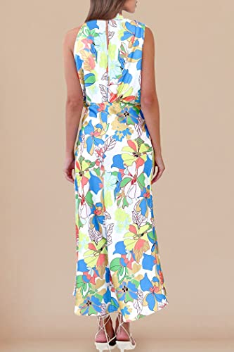 Image of PRETTYGARDEN Women's 2026 Summer Satin Dress Elegant Sleeveless Mock Neck Cocktail Party Maxi Dresses