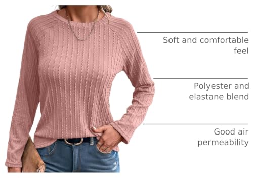 Image of Dokotoo Womens Tops Long Sleeve Lightweight Shirts 2026 Spring Fashion Clothing Trendy Tops Crewneck Knit Basic Tee