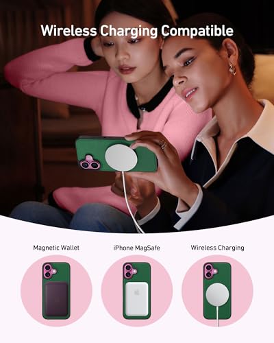 LUHOURI for iPhone 17 Case Wallet - Wireless Charging Compatible Green - image 3