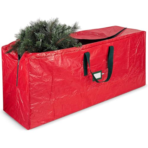 Odot Saco de armazenamento para árvore de Natal, para armazenar árvores de Natal artificial, ornamentos árvores de Natal, guirlandes, colcha, roupas, brinquedos, material de PE (vermelho, 120 x 28 x
