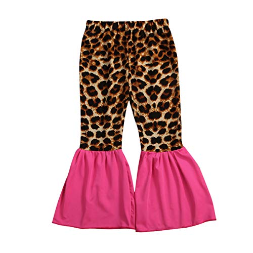 Toddler Girls Ruffle Leggings Leopard Print Plaid Bell Bottoms Flare Pants