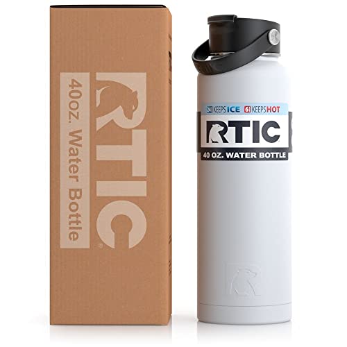 Rtic 40 Oz Vacuum Insulated Bottle, Metal Stainless Steel Double Wall Insulation, Bpa Free Reusable, Leak-Proof Thermos Flask For Water, Hot And Cold Drinks, Travel, Sports, Camping, Chalk #TOP2
