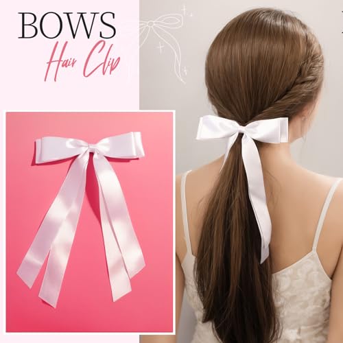 Set de 16 Lazos de Pelo Satín Blancos con Clips y Scrunchies miniatura 4