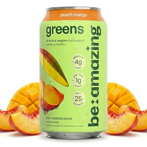 Be Amazing Greens Drink, Peach Mango, Ready to Drink, 10 Organic Fruits & Vegetables, Coconut Water,...