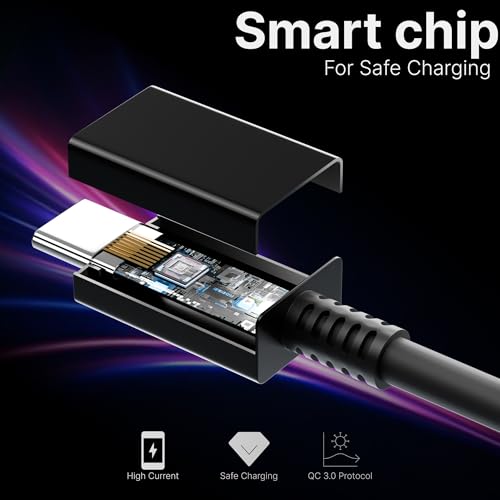 Image of Original 25w Charger | Type-C Adapter & Cable | Compatible with Samsng Galaxy S21 Ultra S21 Plus S20 FE Note 20 Ultra A72 A52 M51 - Black