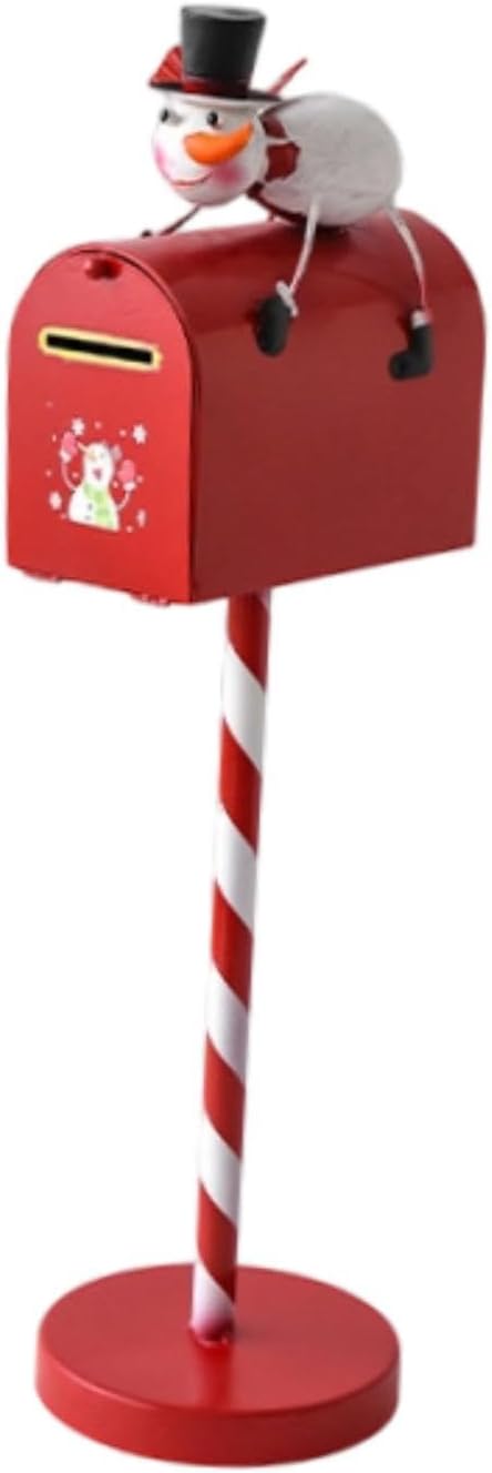 Christmas Mailbox Statue Iron Mailbox Hotel Front Desk Decoration Festival Letter Box Sculpture Xmas Decor for Living Room, Street Sign Mailbox