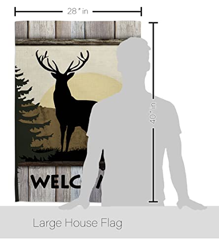 Breeze Decor H110110 Welcome Deer Nature Wildlife Decorative Vertical Garden Flag, 28" X 40", Multi-Color #TOP1