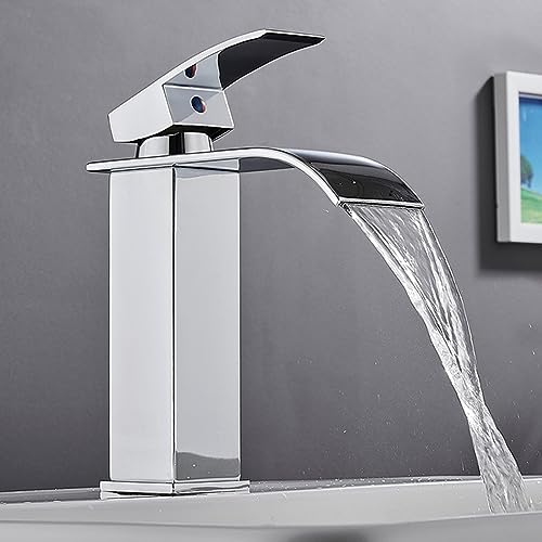 Mitigeur évier en cascade chrome brillant robinet de salle de bain robuste