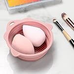 Foldable Silicone Makeup Brush Cleaner Bowl - Etercycle Portable Cleaning Tool for Brushes, Powder Puffs, and Sponges (Pink) - Image 5