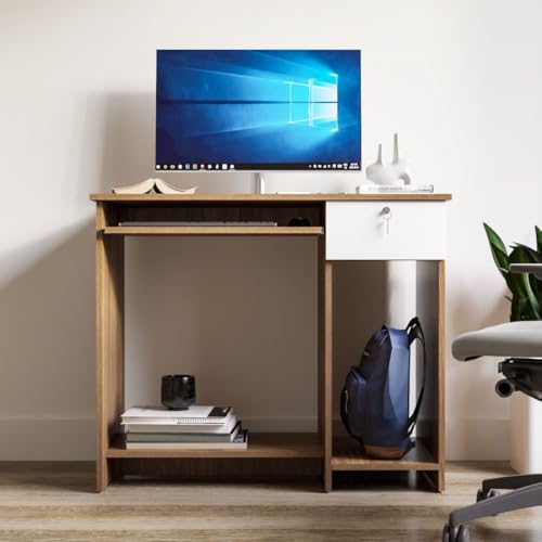 Image of Star Engineered Wood Study Table with Multi-Purpose Table Desk for Students, Computer Study Table with Drawer & Keyboard Tray - Leon Teak