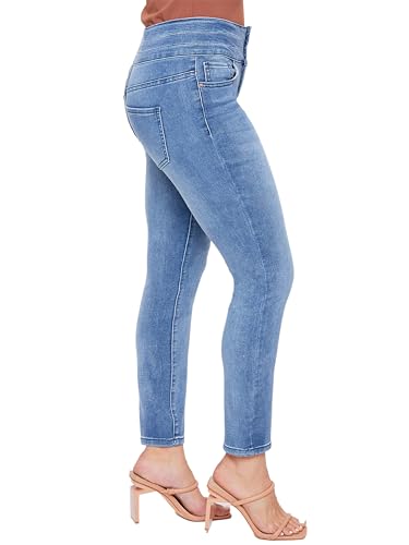 Royalty For Me Womens Women's Fashion First Mid Rise 3-Button Skinny Jeans2