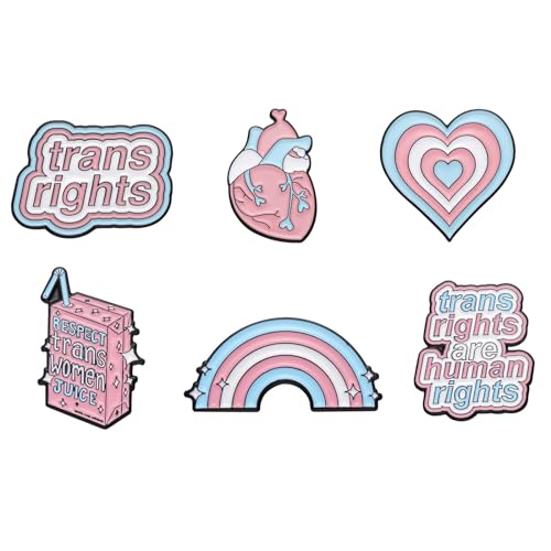 DD-life 6/12 Pcs Trans Rights Are Human Rights Brooch,Transgender Pride Pin,Heart Organ Rainbow Enamel Brooch Pin,Rainbow Pride Pins,Cartoon Milk Box Pin Brooch