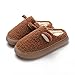 YDYDM Pantoufles Hiver pour Homme Femme Forme de Nounours Chaud Doublure en Polaire Chaussons Maison Intérieur Extérieur,Marron,EU 40~41(270)