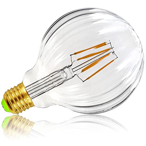 Lightingdesigner Bombilla Edison Vintage G95 Filamento LED 4W No regulable 220-240v E27 Blanco cálido (Melon) Cover