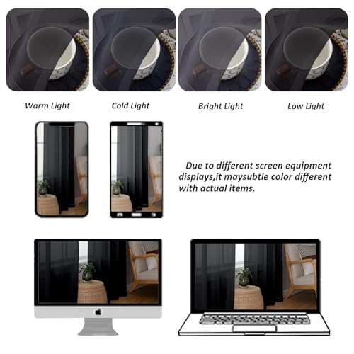 Image of Chyhomenyc Extra Long Black Sheer Curtains 144 inch 2 Panels, Translucent Backdrop Window Scarf Drapes for Canopy Bed /Wedding /Living Room /Anniversary, 12FT Length, Each 59Wx144L in, 2PCS
