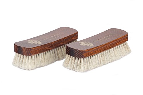 Langer & Messmer kit de 2 cepillos para zapatos | Cepillos lustradores para pulir sus zapatos - ideal para lustrar y cuidar perfectamente el calzado (blanco/blanco)