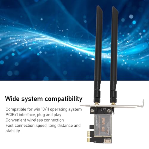 PCIe WiFi Card, tarjeta inalámbrica WiFi 6E 6000Mbps con Bluetooth 5.2, antenas dobles de PCB 8dB, amplio alcance para juegos y streaming en Windows 10, 11 y OpenWrt (sin base de antena) miniatura 3