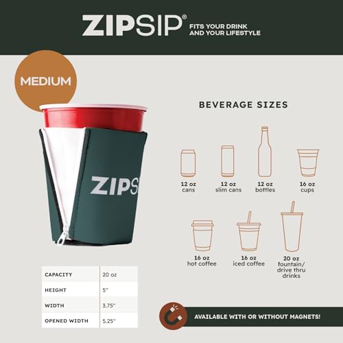 Image of ZipSip NONMAGNET - Adjustable All-In-One Coozie with Zippers for Cans, Bottles, Slim Cans, Pint Glasses, Party Cups, Coffee - Can Cooler - Insolated Neoprene Sleeve - Serape, Medium