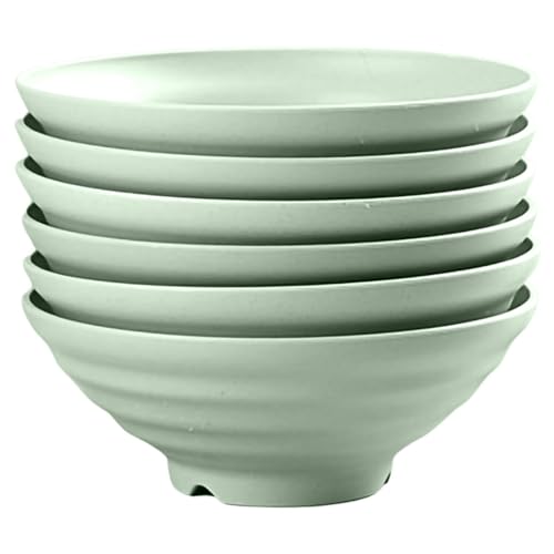 Image of Wheat Straw Salad Bowls Set (900ml) - Large Microwave Safe, Unbreakable & Stackable Bowls for Salad, Pasta, Soup, Ramen - BPA-Free, Eco-Friendly, Lightweight Serving Bowls for Kitchen (6, Green)