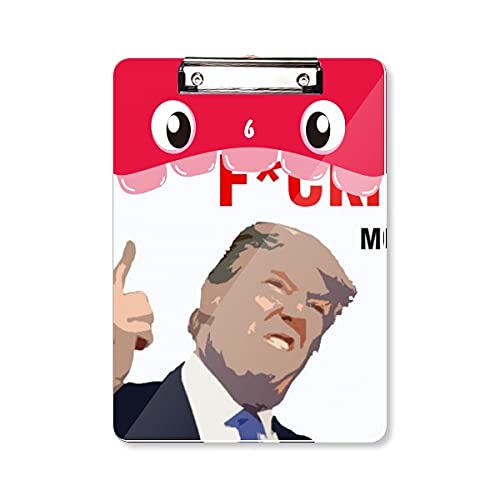 Image drôle de Trump sur dossier à tête plate pour bloc-notes d'apprentissage A4 rigide