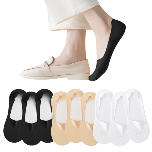 9 Pairs Thin No Show Socks Womens Summer Low Cut Liner Nylon Non Slip Invisible Socks for Flats Loafers