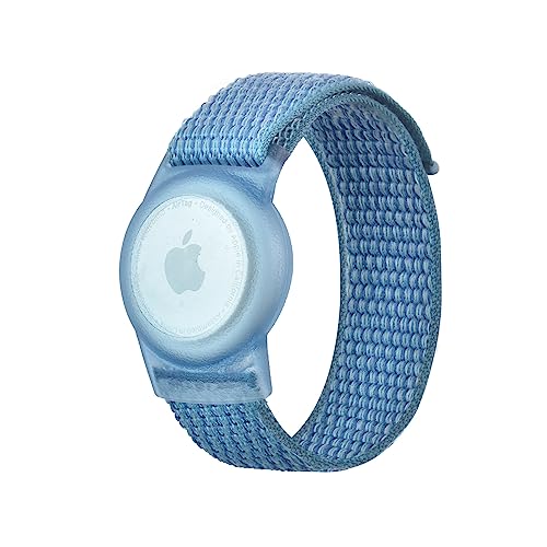 Correas de Reloj de AirTags, Funda Pulsera para Niños, Funda Protectora Portátil, Pulsera Ajustable GPS niños Para Posicionar la Pulsera, Tracker Anti-Arañazos GPS Bracelet para AirTag (Azul)