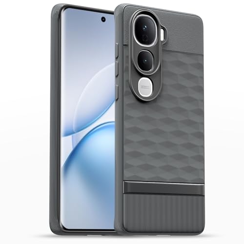 Image of Pikkme Back Cover for Vivo Y400 Pro 5G Soft Grip 3D Hexa Cube Texture Silicone Bumper Case (Grey)