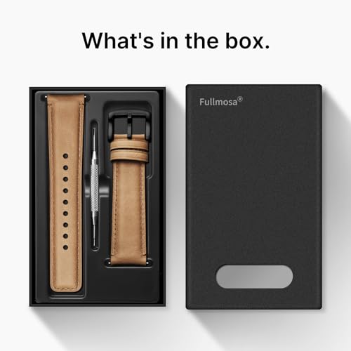 Fullmosa 22mm Uhrenarmband Kompatibel mit Samsung Gear S3 Classic/Frontier/Galaxy 46mm, Garmin Venu 3/2, Hellbraun + Rauchgraue Hardware